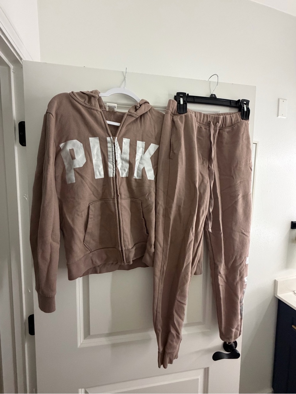 PINK Victoria's Secret Women’s Zip Hoodie and Jogger Set - Mauve